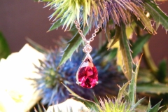 Pendentif rubellite et diamant, or blanc 18K