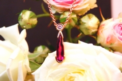 Pendentif tourmaline rose et diamant, or rose 18K