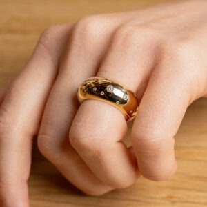 Bague jonc or jaune et diamants