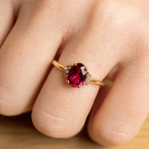 Bague tourmaline rose de 1,39ct et diamants