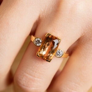 Bague topaze noble de 4ct et diamants