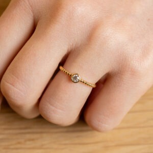 Bague diamant de 0,22ct anneau perlé