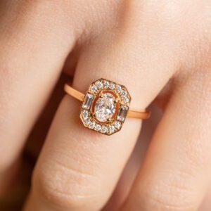 Bague diamant ovale de 0,41ct et diamants