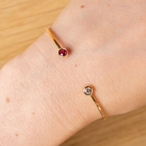 Bacelet jonc rubis et diamant