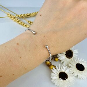 Bracelet jonc ouvert or blanc