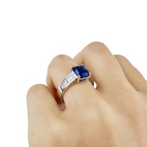 Bague saphir coussin de 2,57ct et diamants