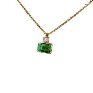 Pendentif émeraude de 0,90ct et diamant
