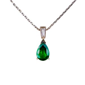 Pendentif émeraude poire de 1,40ct et diamant
