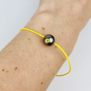 Bracelet perle de Tahiti de 8mm net saphir jaune