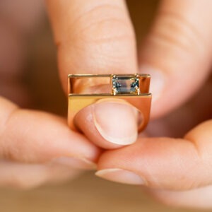 Bague saphir bicolore vert et jaune de 0,89ct